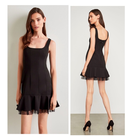bcbg scoop neck fluted dress